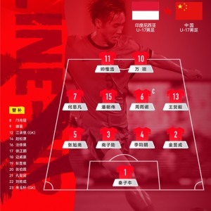 开云-U17亚洲杯-中国队vs印尼首发：万项、帅惟浩首发，印尼先发三归化